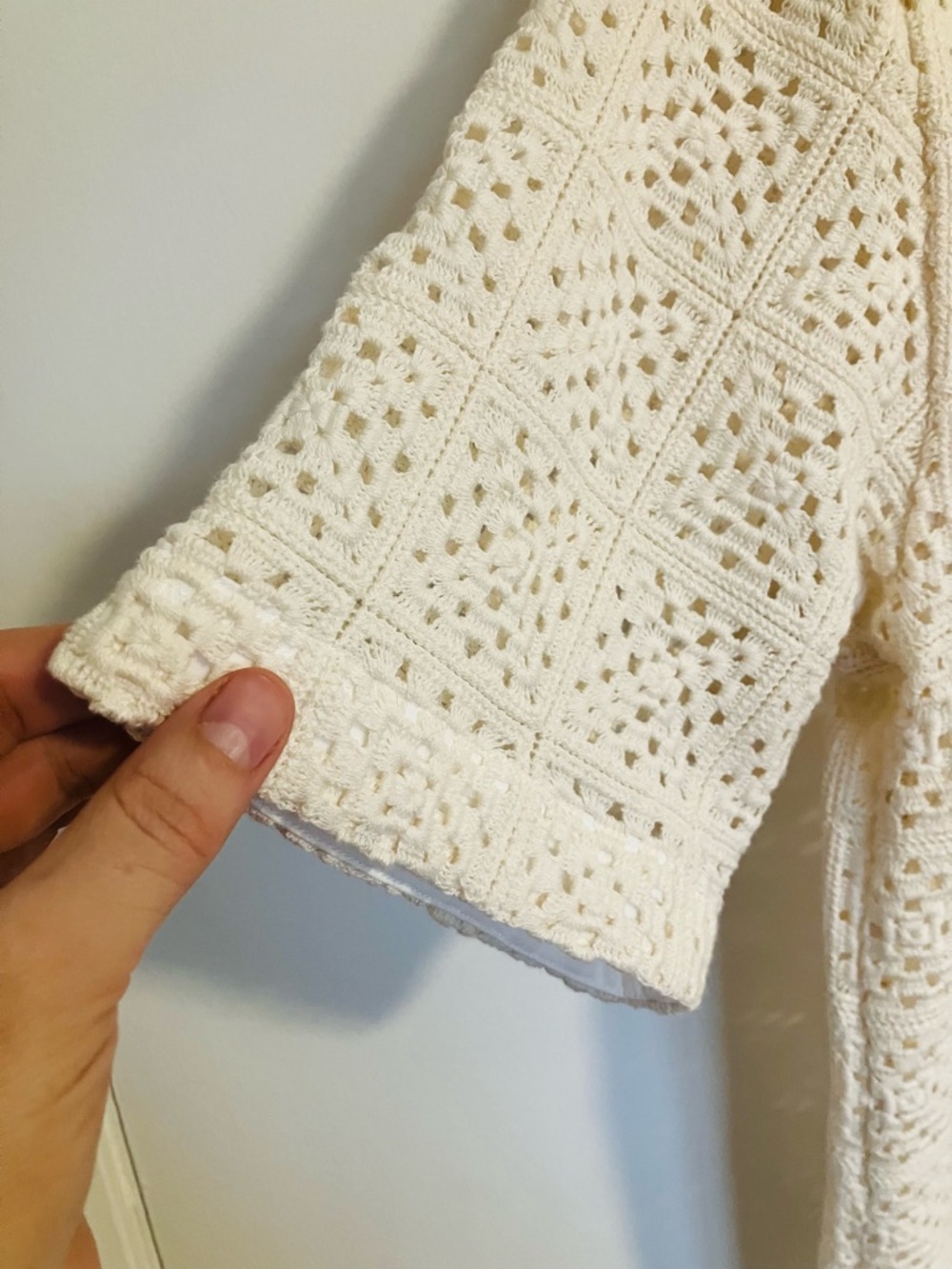 KOTN Gharam Cream Crochet Unisex Button-Up Shirt - Picture 4 of 9